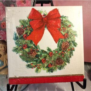 DECOUPAGE CANVAS PRINTS CHRISTMAS WREATH